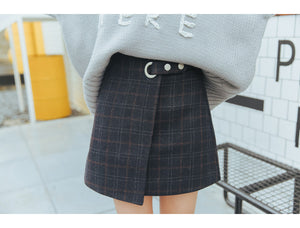 Woolen Plaid Retro Skirt 