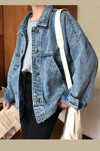 Vintage College Style Simple Jacket Jeans