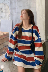 Long Sleeve Loose Striped Sweater