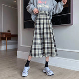 Casual Plaid A-Line Loose Long Skirts