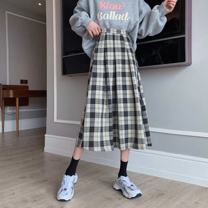 Casual Plaid A-Line Loose Long Skirts