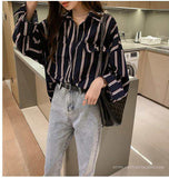 Loose Striped Oversize Blouse Shirt