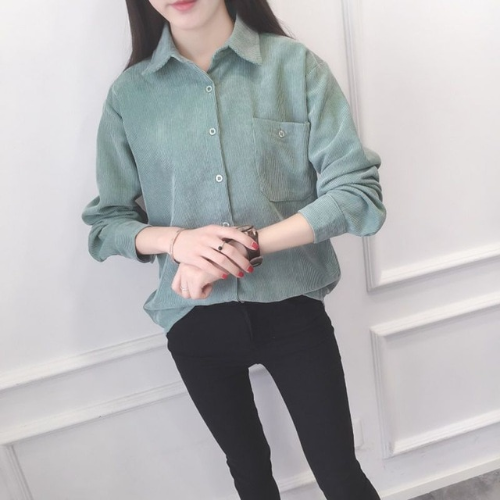 Corduroy Long Sleeve Casual Blouse 