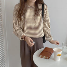 Coffee Color Striped Retro Sweater