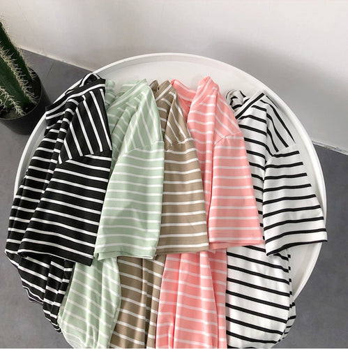 O-Neck Stripes Casual Loose Shirt