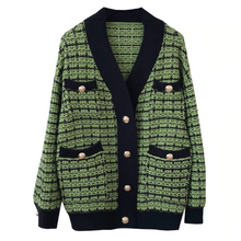Knitted Plaid Cardigan Coat