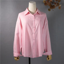 Pink Plaid Casual Blouse Long Sleeve Shirt