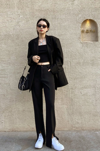 High Waist Splited Leg Flare Long Pants