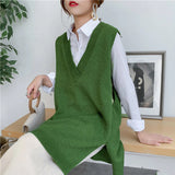 V-Neck Solid Color Sleeveless Loose Vest Sweater
