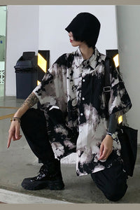 Gothic Tie Dye Printed Blouse Shirt