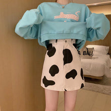 High Waist Cow Pattern Mini Skirt