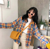 Spliced Sleeves Plaid Shirt
