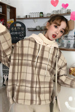 Fake Two Pieces Plaid Turtleneck Hooded Sweater