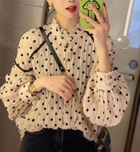 Retro Polka Dot Style Long Sleeve Blouse Shirt