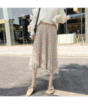 High Waist Polka Dot Pleated Skirt