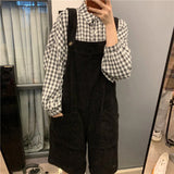 High Waist Corduroy Loose Pocket Jumpsuit
