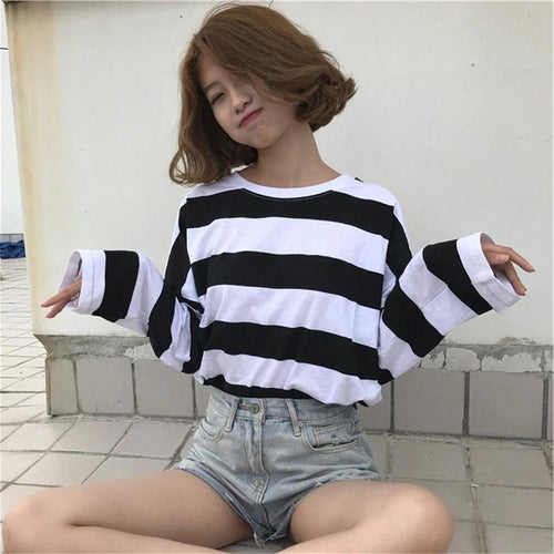 Fresh Color Long Sleeve Striped Shirt