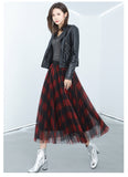 Vintage Classic Grid Plaid Pattern A-Line Skirt
