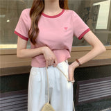 Heart Pocket Embroidered Ringer Shirt