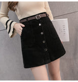 High Waist Corduroy Skirts 