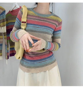 Soft Stretchy Multicolor Striped Sweater