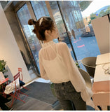 Loose Bell Sleeve Chiffon Transparent Shirt