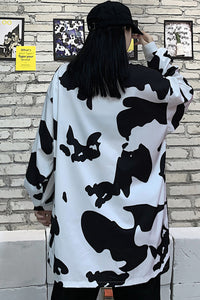 Loose Cow Milk Printed Long Sleeve Shirt