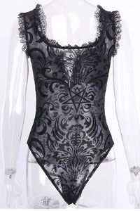 Sexy Lace Hollow Out Gothic Style Bodysuit