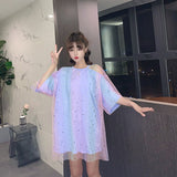 Mesh Gradient Color Transparent Shirt