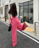 Loose Casual Pink Denim Jumpsuits