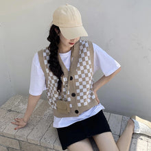 Colorful Checkered Sleeveless Vest Sweater