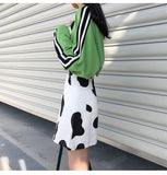 High Waist Cow Pattern A-Line Skirt