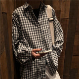 Retro Plaid Long Sleeve Loose Shirt