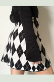 Argyle Pattern Casual Mini Skirt