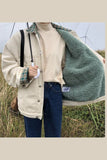 Plaid Spliced Warm Sweater Jacket