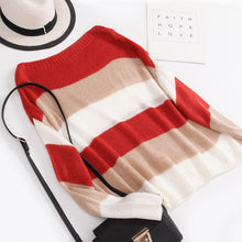 Sexy Stripe Splice Solid Knitted Sweater