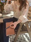 Three Quarter Sleeve Dot Pattern Chiffon Thin Blouse Shirts