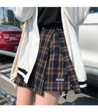 High Waist Vintage Plaid Irregular Mini Skirt