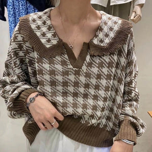 Vintage Style Geometric Knitted Sweater