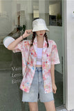 Pink Art Painting Printed Blouse Shirt