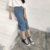 High Waist Pockets Casual Slim Denim Skirt