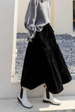High Waist Velvet Pleated Long Skirt