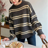 Long Sleeve O-Neck Knitted Striped Sweater