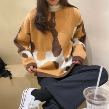 Cow Color Patchwork Loose Sweater