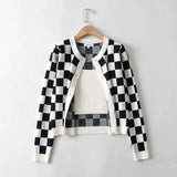 Checkerboard Cardigan Black Cami