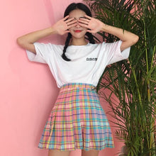 High Waist Rainbow Plaid Skirt 