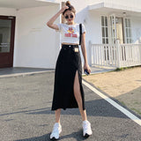 High Waist Side Split A-Line Denim Jeans Skirts