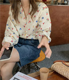 Sweet Floral Pattern Elegant Chiffon Shirt