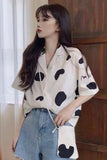 Milk Cow Dot Short Sleeve Blouse Shirt