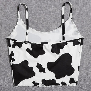 Milk Cow Pattern Printed Sexy Tank Top